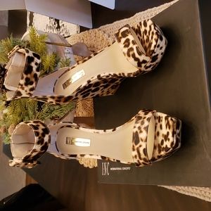 Inc International Concepts leopard wedge sandals